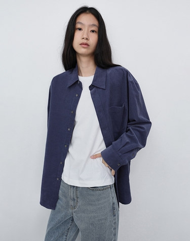 UNISEX CORDUROY SHIRT WASHED BLUE_UDSH6C106B2