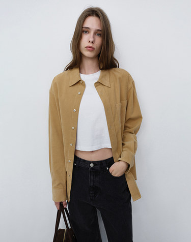 UNISEX CORDUROY SHIRT BEIGE_UDSH6C106I2