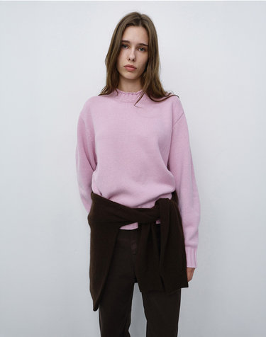 UNISEX CHUNKY ROLL NECK SWEATER SOFT PINK_UDSW6C114P1