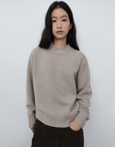 UNISEX CHUNKY ROLL NECK SWEATER LIGHT PEBBLE_UDSW6C114I1