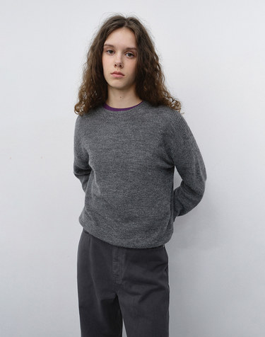 UNISEX HAIRLY SWEATER MELANGE GREY_UDSW6C113G2