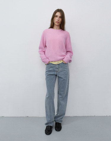UNISEX HAIRLY SWEATER PALE PINK_UDSW6C113P1