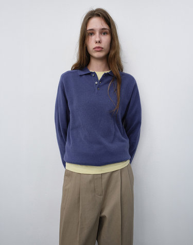 UNISEX COLLARED SWEATER WASHED BLUE_UDSW6C112B2