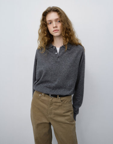 UNISEX COLLARED SWEATER MELANGE GREY_UDSW6C112G2