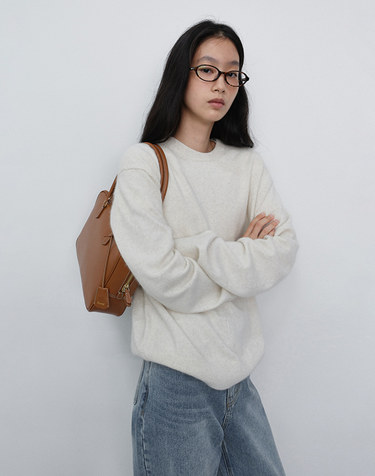 UNISEX ESSENTIAL CREWNECK SWEATER MELANGE IVORY_UDSW6C110I1