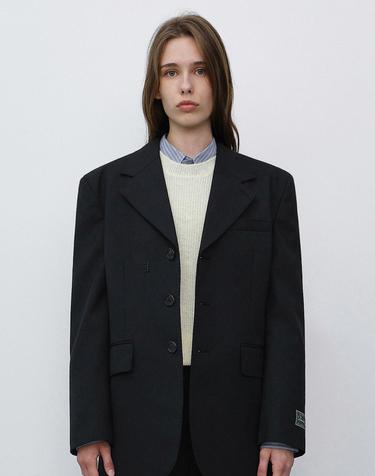 UNISEX REFINED MASCULINE WOOL BLAZER BLACK_UDJA6C105BK