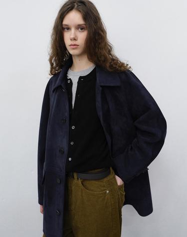 UNISEX LILY SUEDE HALF JACKET BLUE NAVY_UDJA6C102N1