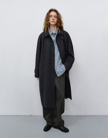 UNISEX H-LINE WOOL MAC COAT CHARCOAL GREY_UDTR6C101CG