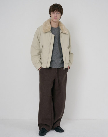 UNISEX JERSEY WIDE PANTS DARK BROWN_M_UDPA6D121W3