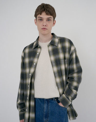 UNISEX WINTER FLANNEL CHECKED SHIRT OLIVE GREEN_M_UDSH6D121E2
