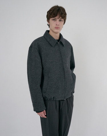 UNISEX COLLARED WOOL BLOUSON CHARCOAL GREY_M_UDJU6D126CG
