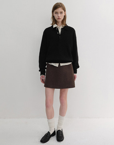 WOOL MINI SKIRT DEEP BROWN_UDSK6D224W3