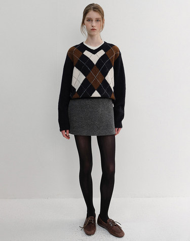 WOOL MINI SKIRT MELANGE GREY_UDSK6D224G2