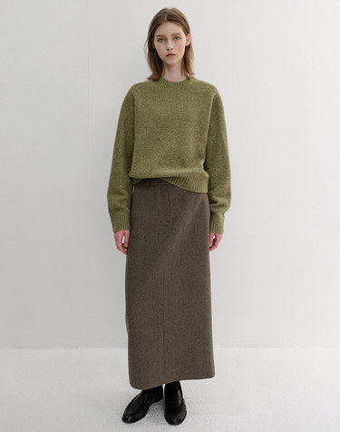 H-LINE LONG SKIRT MELANGE BROWN_UDSK6D223W2