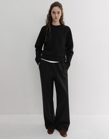 UNISEX JERSEY WIDE PANTS BLACK_UDPA6D121BK
