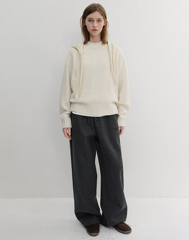 UNISEX JERSEY WIDE PANTS CHARCOAL GREY_UDPA6D121CG