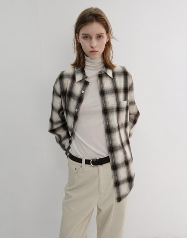 UNISEX WINTER FLANNEL CHECKED SHIRT BEIGE_UDSH6D121I2