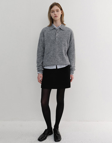 UNISEX HAIRY COLLARED SWEATER MELANGE GREY_UDSW6D135G2