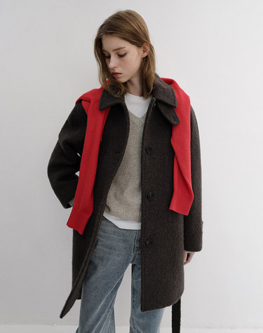 [10/15 예약배송] BELTED HALF COAT BROWN_UDCO6D222W2