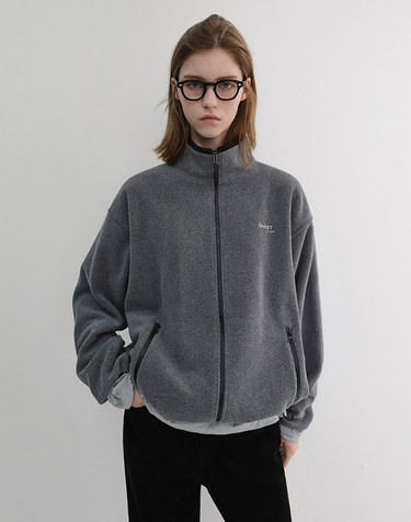 UNISEX ZIP-UP FLEECE SWEATSHIRT CHARCOAL GREY_UDJU6D135CG
