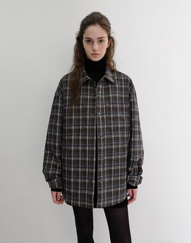 UNISEX QUILTED FLANNEL SHIRT BROWN CHECK_UDJU6D128W2