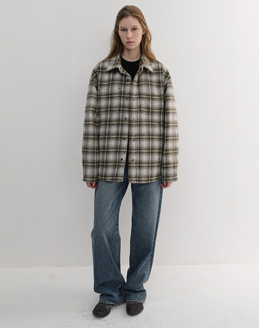 UNISEX QUILTED FLANNEL SHIRT KHAKI CHECK_UDJU6D128K2