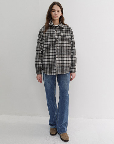 UNISEX QUILTED FLANNEL SHIRT BLACK CHECK_UDJU6D128BK