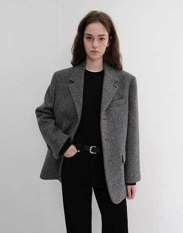 UNISEX 3 BUTTON WOOL BLAZER GREY_UDJA6D122G2