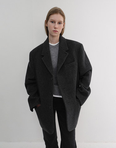 UNISEX 3 BUTTON WOOL BLAZER CHARCOAL GREY_UDJA6D122CG