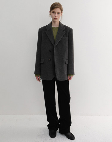 [10/14 예약배송] UNISEX LAYERED CASHMERE BLAZER CHARCOAL GREY_UDJA6D121CG