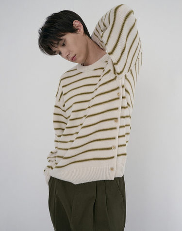 UNISEX STRIPED CHUNKY SWEATER IVORY_M_UDSW6D138IV