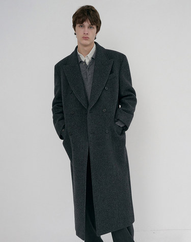 UNISEX TAILORED DOUBLE-BREASTED COAT CHARCOAL GREY PATTERN_M_UDCO6D125G3
