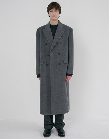 UNISEX TAILORED DOUBLE-BREASTED CASHMERE COAT MELANGE GREY_M_UDCO6D125G2