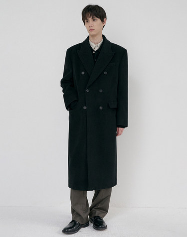 UNISEX TAILORED DOUBLE-BREASTED CASHMERE COAT BLACK_M_UDCO6D125BK