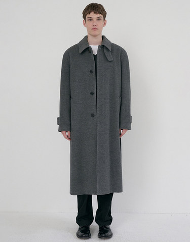 UNISEX BELTED CASHMERE MAC COAT MELANGE GREY_M_UDCO6D123G2