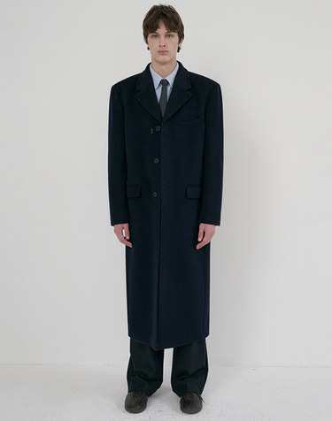 UNISEX 2-WAY 3 BUTTON CASHMERE COAT NAVY_M_UDCO6D121N2