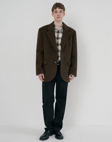 UNISEX ALPACA BLAZER COAT BROWN_M_UDJA6D123W2