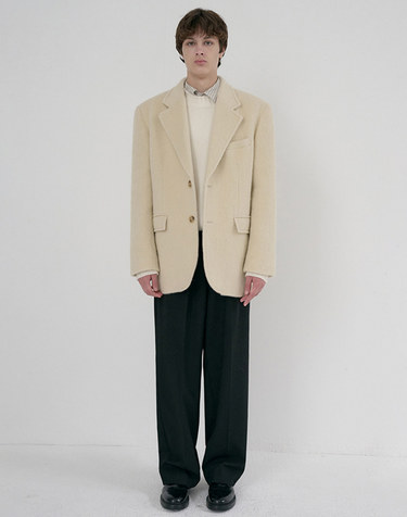 UNISEX ALPACA BLAZER COAT BUTTER BEIGE_M_UDJA6D123Y1