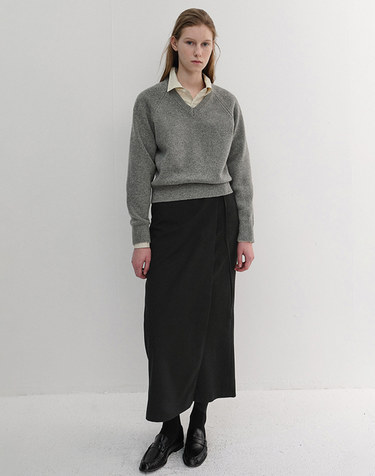 MAXI WRAP SKIRT BLACK_UDSK6D225BK