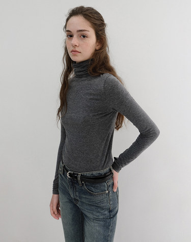 ESSENTIAL ROLL NECK TOP MELANGE GREY_UDTS6D221G2