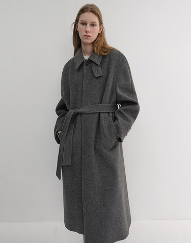 UNISEX BELTED CASHMERE MAC COAT MELANGE GREY_UDCO6D123G2