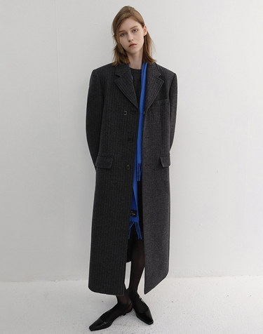 UNISEX 2-WAY 3 BUTTON COAT GREY STRIPE_UDCO6D121G3