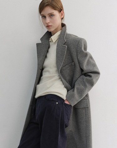 UNISEX 2-WAY 3 BUTTON CASHMERE COAT MELANGE GREY_UDCO6D121G2