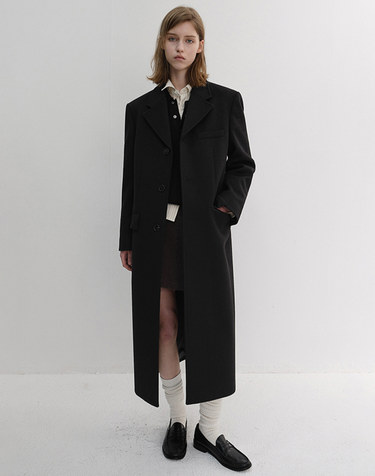 UNISEX 2-WAY 3 BUTTON CASHMERE COAT BLACK_UDCO6D121BK