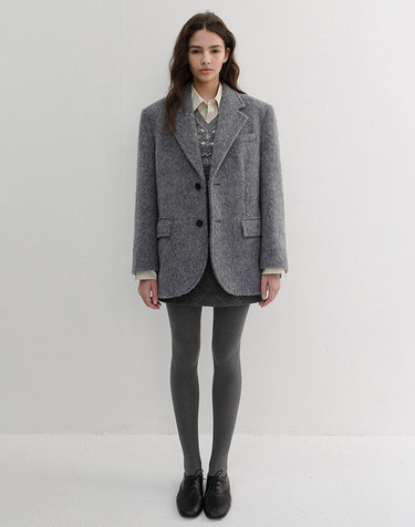 UNISEX ALPACA BLAZER COAT MELANGE GREY_UDJA6D123G2