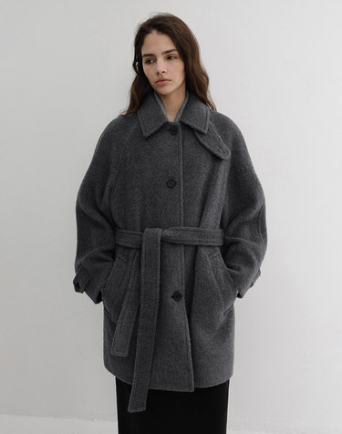 BELTED HALF COAT CHARCOAL GREY_UDCO6D222CG