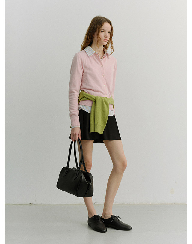 던스트 ESSENTIAL CREWNECK KNIT CARDIGAN SOFT PINK_UDSW6A209P1 핑크 착용컷
