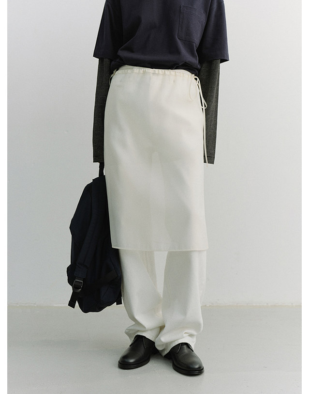 던스트 SEE-THROUGH LAYERING SKIRT IVORY_UDSK6A208IV 아이보리 착용컷