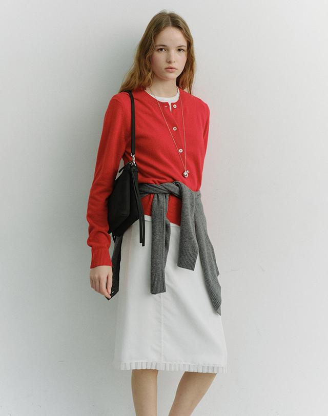 던스트 H-LINE LACED MIDI SKIRT WHITE_UDSK6A206WT 흰색 착용컷