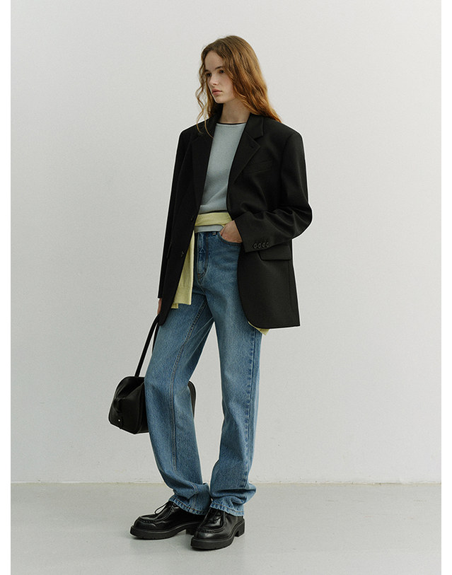 던스트 FULL LENGTH SLIM JEANS CLASSIC BLUE_UDPA6A212B2 블루 착용컷